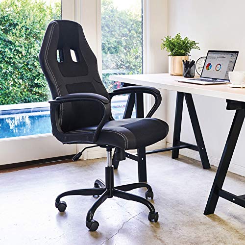 Office Chair PC Gaming Chair Cheap Desk Chair Ergonomic PU Leather Executive Computer Chair Lumbar Support for Women, Men (Black)
