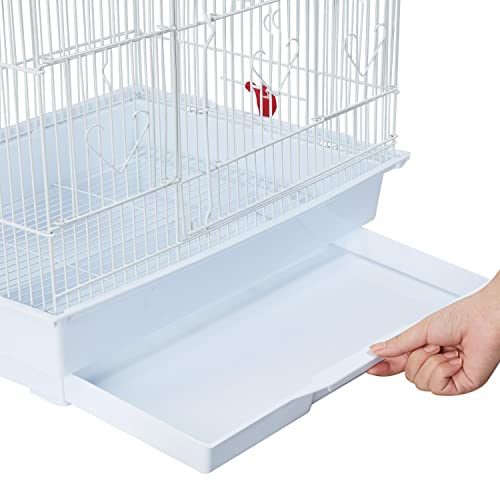 Yaheetech 41'' Open Top Medium Size Quaker Parrot Bird Cage Cockatiel Indian Ring Neck Sun Parakeet Green Cheek Conures Lovebird Budgie Canary Finch Parrotlet Bird Cage, White