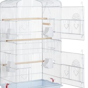 Yaheetech 41'' Open Top Medium Size Quaker Parrot Bird Cage Cockatiel Indian Ring Neck Sun Parakeet Green Cheek Conures Lovebird Budgie Canary Finch Parrotlet Bird Cage, White