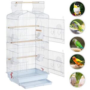 Yaheetech 41'' Open Top Medium Size Quaker Parrot Bird Cage Cockatiel Indian Ring Neck Sun Parakeet Green Cheek Conures Lovebird Budgie Canary Finch Parrotlet Bird Cage, White