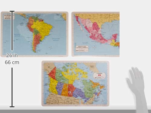 Painless Learning Educational Placemats South America Central America and Canada Maps Set Non Slip Washable