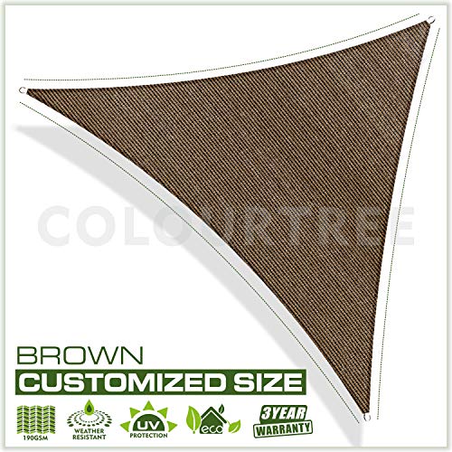 ColourTree 12' x 12' x 12' Brown Triangle CTAPT12 Sun Shade Sail Canopy Mesh Fabric UV Block - Commercial Heavy Duty - 190 GSM - 3 Years Warranty (We Make Custom Size)