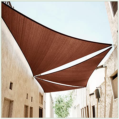 ColourTree 20' x 20' x 20' Brown Triangle TAPT20 Sun Shade Sail Canopy Mesh Fabric UV Block - Commercial Heavy Duty - 190 GSM - 3 Years Warranty (We Make Custom Size)