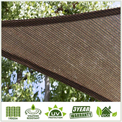 ColourTree 20' x 20' x 20' Brown Triangle TAPT20 Sun Shade Sail Canopy Mesh Fabric UV Block - Commercial Heavy Duty - 190 GSM - 3 Years Warranty (We Make Custom Size)