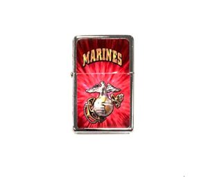 hp industries marines pocket lighter flip-top metal chrome united states military marine corp