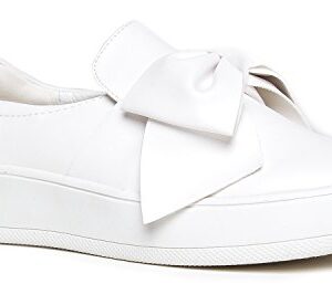 J. Adams Wally Platform Sneakers for Women - Comfortable Slip On Shoes with Bow - White Vegan Nubuck - 11