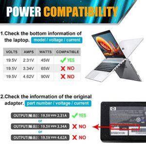 19.5V 2.31A 45W Laptop AC Power Adapter Charger for HP Stream 11 13 14 HP Split 13 x2 13-g110dx 13-m010dx HP Chromebook 14-x Series 14-x013dx HP 15-r132wm 15-r030nr 15-050nr