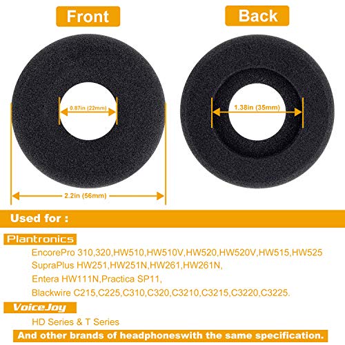 Ear Cushions Foam Doughnut Replacement for Plantronics Supra Plus Encore and HW251N HW261N HW510 HW510V HW520 HW520V Blackwire C215,C225,C310,C320,C3210,C3215,C3220,C3225