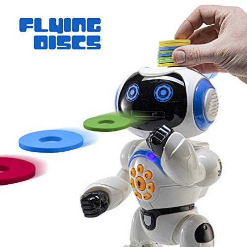 Top Race Remote Control Robot Toys with LED Lights - Interactive Programmable Birthday Gift for Kids - Moving, Dancing, Talking and Play Flying Disc - Rechargeable 12" Tall Desk Smart RC Robot