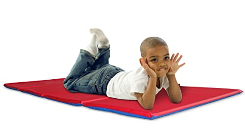 KinderMat, 1" Thick KinderMat, 4-Section Rest Mat, 45" x 19" x 1", Red/Blue, Great for School, Daycare, Travel, and Home, 100% Made in USA