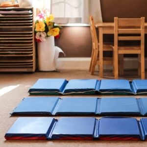 KinderMat, 1" Thick KinderMat, 4-Section Rest Mat, 45" x 19" x 1", Red/Blue, Great for School, Daycare, Travel, and Home, 100% Made in USA