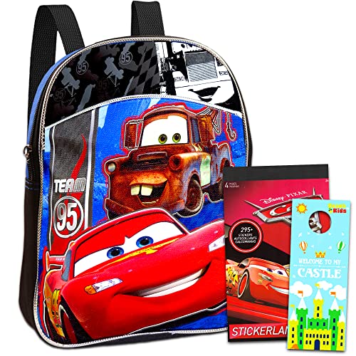 Disney Cars Toddler Preschool Backpack Set - Bundle Includes 11 Inch Disney Cars Mini Backpack and Stickers (Disney Cars School Supplies)