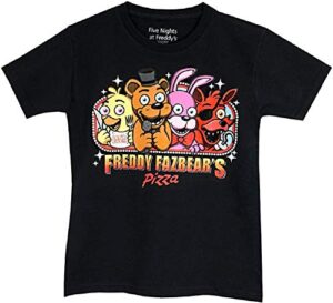 five nights at freddy's youth boys freddie fazbear's pizza t-shirt licensed fnaf (black, large)