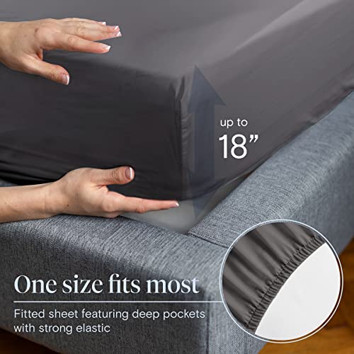 LuxClub 6 PC Sheet Set Bed Sheets Deep Pockets 18" Eco Friendly Wrinkle Free Sheets Machine Washable Hotel Bedding Silky Soft - Grey King