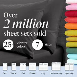 LuxClub 6 PC Sheet Set Bed Sheets Deep Pockets 18" Eco Friendly Wrinkle Free Sheets Machine Washable Hotel Bedding Silky Soft - Grey King