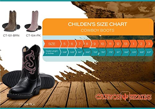 Canyon Trails Kids' Lil Cowboy Pointed Toe Classic Western Boots (Toddler/Little Kid (5 US Toddler, Brown)