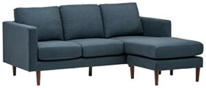 amazon brand – rivet revolve modern upholstered sofa with reversible sectional chaise, 80"w, denim blue