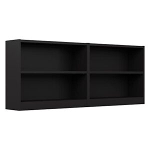 bush furniture universal small 2 shelf bookcase in black - set of 2
