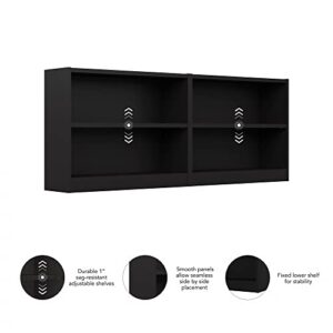 Bush Furniture Universal Small 2 Shelf Bookcase in Black - Set of 2