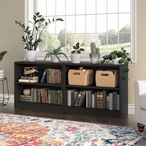 Bush Furniture Universal Small 2 Shelf Bookcase in Black - Set of 2