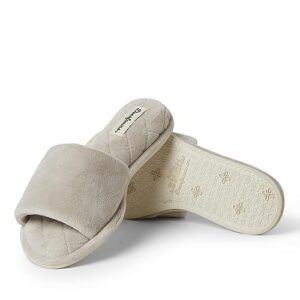 Dearfoams Women's Beatrice Velour Slide Slipper, Pewter, Large