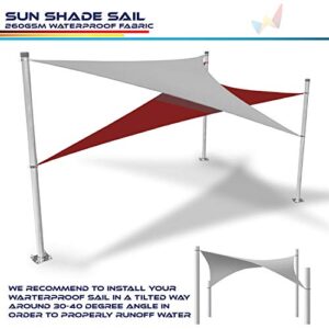 Windscreen4less Terylene Waterproof Sun Shade Sail UV Blocker Rectangle Sunshade Patio Canopy Sail 8' x 12' in Color Light Grey