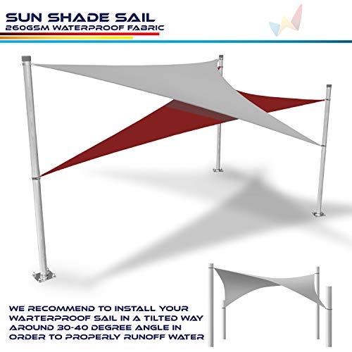 Windscreen4less Terylene Waterproof Sun Shade Sail UV Blocker Rectangle Sunshade Patio Canopy Sail 8' x 12' in Color Light Grey