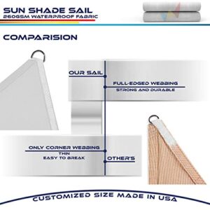 Windscreen4less Terylene Waterproof Sun Shade Sail UV Blocker Rectangle Sunshade Patio Canopy Sail 8' x 12' in Color Light Grey