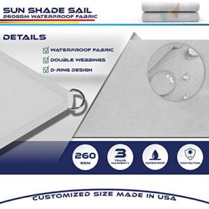 Windscreen4less Terylene Waterproof Sun Shade Sail UV Blocker Rectangle Sunshade Patio Canopy Sail 8' x 12' in Color Light Grey