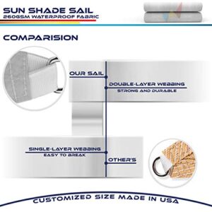 Windscreen4less Terylene Waterproof Sun Shade Sail UV Blocker Rectangle Sunshade Patio Canopy Sail 8' x 12' in Color Light Grey