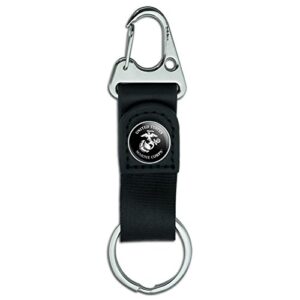 graphics & more united states marine corps usmc white black officially licensed keychain with leather fabric belt clip-on carabiner