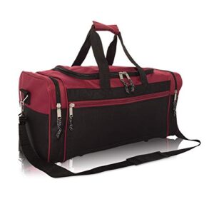 dalix 21" blank sports duffle bag gym bag travel duffel with adjustable strap in maroon