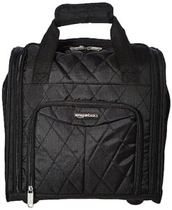 amazon basics underseat carry-on rolling travel luggage bag, 14 inches, black quilted