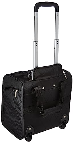 Amazon Basics Underseat Carry-On Rolling Travel Luggage Bag, 14 Inches, Black Quilted