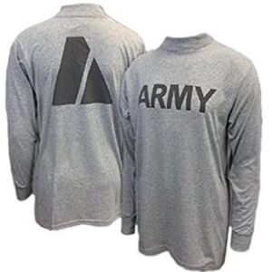 Military Uniform Supply New US Army Grey Moisture Wicking PT PTU Long Sleeve T-Shirt (Large)