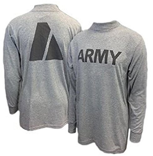 Military Uniform Supply New US Army Grey Moisture Wicking PT PTU Long Sleeve T-Shirt (Large)