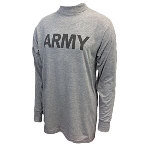 Military Uniform Supply New US Army Grey Moisture Wicking PT PTU Long Sleeve T-Shirt (Large)