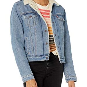 Levi's Women's Original Sherpa Trucker Jackets (Standard and Plus), Divided Blue, Medium