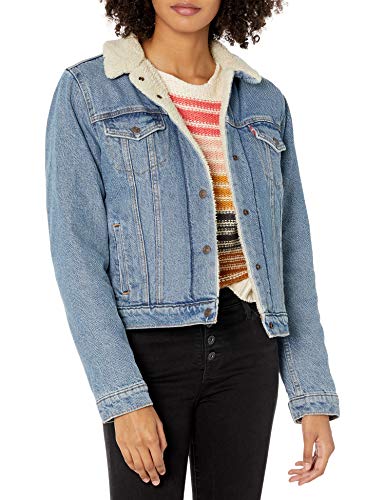 Levi's Women's Original Sherpa Trucker Jackets (Standard and Plus), Divided Blue, Medium