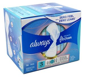 always pads size 3 infinity with flex foam (14 count) extra heavy flow (pack of 2)