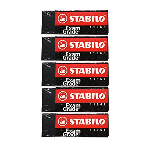 Stabilo 1196E Large Exam Grade Dust Free Pencil Eraser Extra Soft for Effective and Clean Erasing 2.45" X 0.9" X 0.5" (Pack of 5)