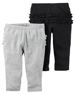 carter's baby girls' 2 pack pants, black/grey, 9 months