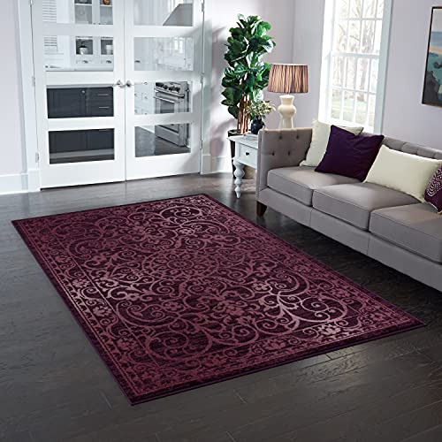 Maples Rugs Area Rug - Pelham 5 x 7 Large Area Rugs [Made in USA] for Living Room, Bedroom, and Dining Room, Wineberry