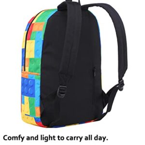 HotStyle TRENDYMAX School Backpack for Boys, Durable Elementary Bookbag Cute for Kids, Colorful Blocks