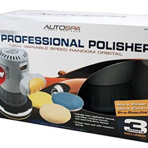 AutoSpa 94009AS Dual Speed 6" Professional Polisher with 3 Bonus Bonnets