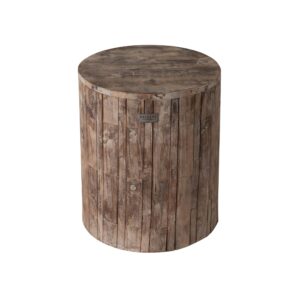 patio sense 62420 elyse round rustic garden stool wood outdoor seating & end table portable adaptable outdoor furniture ideal for entertaining, gardening & decor - seasoned patina finish