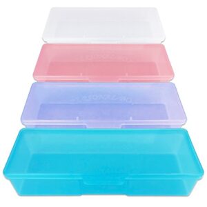 beauticom personal box storage case for professional manicurist nails pedicure (large size) (4 pieces mix color, mix color: pink, blue, frosted, purple)