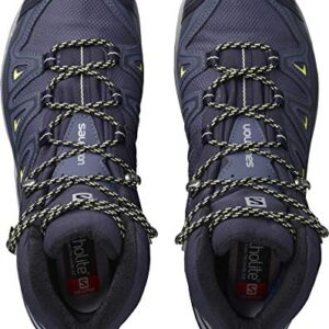 Salomon X Ultra 3 MID Gore-TEX Hiking Boots for Women, Crown Blue/Evening Blue/Sunny Lime, 8