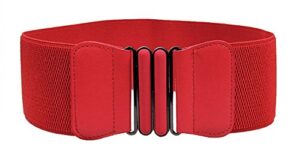 vochic wide elastic plus size belt for women cinch waist belt stretch waistband, red, xl(33"- 42")