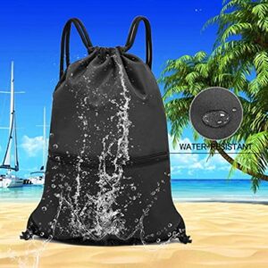 HOLYLUCK Men & Women Sport Gym Sack Drawstring Backpack Bag - Black